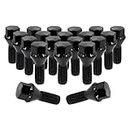 Wheel Accessories Parts 20 PC Black 12x1.25 Conical Lug Bolts with 17mm Hex (24mm Long) (20, Black)
