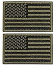 USA American Flag Military Tactical Morale Patch Hook Loop Backing Army Green 2pcs