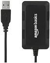Amazon Basics Hi-Speed 4 Port Ultra Slim USB 2.0 Hub for Laptops and Computers (Black)