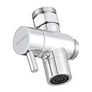Tecmolog Brass Sink Valve Diverter Faucet Splitter for Kitchen or Bathroom, Faucet Adapter 3 Way Faucet Diverter Valve, Sink Faucet Replacement Part M22 X M24, Chrome, SBA021C