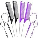 Topsy Tail Hair Tools for Styling Tail Combs for Hair Styling Topsy Turvy Hair Tool 4PCS Rat Tail Combs & 4 PCS Hair Loop Styling Tool Hair Tail Tools Hair Styling Tools & Appliances