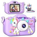 OAEBLLE Kids Camera Toddler Toys Camera for Girls, Christmas Birthday Gifts for Girls Age 3-6, Kids Digital Camera for 7 8 9 10 12 Year Old, Selfie Camera for Kids, 32GB TF Card(Purple)