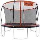 SportPlus | Trampolino da giardino Ø 305 e 366 cm, telaio brevettato, rete interna e bordo, trampolino outdoor per bambini e adulti, fino a 120 kg e 150 kg