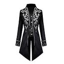 Steampunk Gothic Victorian Jacket Vintage Tailcoat Medieval Frock Coat Renaissance Costume for men, Black, Large
