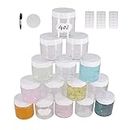 suituts 28 Pack 4oz (120ml) Plastic Jars with White Lids, Plastic Slime Jar/Containers with Lids, Storage Favor Jars/Empty Plastic Jars for Creams, Body Butter, Cosmetics(Clear)