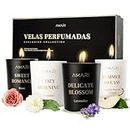 AMARI ® Set de velas aromaticas - 4 velas aromáticas como pack regalo mujer - juego de velas aromaticas para regalo - velas aromáticas regalo - kit velas - velas perfumadas