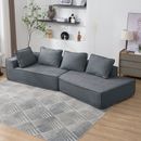 122'' Convertible Sectional Sofa, Curved Modern Couch with 4 Throw Pillows