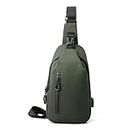 ONcaLI Sling Crossbody Bag Small Shoulder Backpack for Men Waterproof Slim Chest Bags Casual Daypack for Travel Cycling (Green)