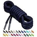 BIRCH's Round Shoelaces 27 Colors 3/16" Thick Shoe Laces 4 Different Lengths (56" (142cm) - XL, Navy)