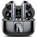 Csasan Ecouteurs Bluetooth 5.3 sans Fil HiFi Stéréo avec 4 ENC Réduction de Bruit Mic, 40Heure Contrôle Tactile Oreillette avec Écran LED, Casque Étanche IP7