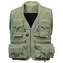 LIZHOUMIL - Gilet da pesca, traspirante per uomo e donna, giacca da esterni, giacca da pesca ad asciugatura rapida, traspirante, per campeggio, caccia, verde XL