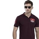 The Indian Garage Co Men Maroon Regular Fit Placement Embroidery Polo Collar T-Shirt