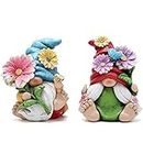 Hodao 2pcs 4" H Spring Summer Gnome Garden Decorations- Tomte Elf Fall Gnome Decorations Gifts -Swedish Elf Dwarf Figurine Table Gnome Decor Indoor Home Decorations (Gnome Color 1)