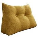 Johnear - Cuscino per la schiena, in lino, per la lettura, grande cuscino lombare per divano, schienale, testiera, a cuneo, cuscino triangolare, cuscino di appoggio, giallo, 80cm