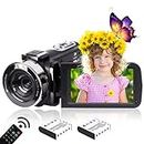 Heegomn 2.7K HD Digital Camcorder per adolescenti/studenti/bambini,268x1520P Videocamera Beginner per YouTube Vlog