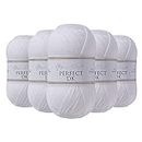 Utopia Crafts DK Double Knitting Yarn, 5X 100g (White)