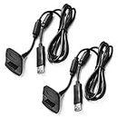Charging Cable for Xbox 360 & Slim Wireless Game Controllers,2 Pack Black