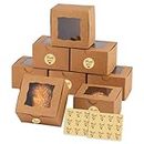AISEY Brown Bakery Boxes, 4x4x2.5 Inches small cookie boxes with Window, Bulk Bakery Containers for cake, Cookies, Mini Pies, Cupcakes 20 Pcs