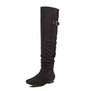 DREAM PAIRS Women's Colby Brown Over The Knee Pull On Boots Wide Calf - 11 M US