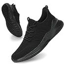 Socviis Mens Slip On Running Shoes Athletic Walking Trainers Lightweight Breathable Mesh Tennis Sneakers, All Black, 10