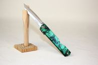 Cuchillo plegable Higonokami Aogami warikomi grande 75 mm mango patrón jade