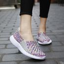 Women's Walking Shoes  Woven Shoes Slip on Sneakers Lightweight Tennis Sneakers