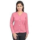 eWools Women's Casual Winterwear Woolen V-Neck Sweater Light Pink
