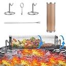 Grilling Basket, 360 Degree Rolling Rotisserie Basket, Stainless Steel Wire Mesh Grilling Baskets for Outdoor Camping Barbecue Rack for BBQ, Vegetables, French Fries, Fish (11.8inch)