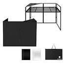 Proreck DJ Foldable Facade Booth With Table Panel 24x48 Inch, Black Metal Frame Replaceable White And Black Scrims with Carry Bag. For DJ and Wedding Etc.