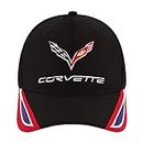 Concept One Chevrolet Baseball Cap, Corvette Logo Flex Fit Baseball Hat with Curved Brim, Black, One Size, Black, One Size