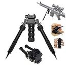 FIRECLUB Bipod Tactical Adjustable Extension Quick Detach Picatinny Rail Mount Sniper Hunting (Black) with Spikes & Metal Foregrip