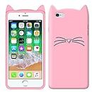 COVERBLACK Coloured 3D Cat Soft Silicone Girls Back Case Cover for i_Phone 6 - Baby Pink