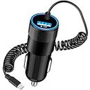 [Apple MFi Certified] iPhone Car Charger Fast Charging, KASHIMURA 4.8A Power Cigarette Lighter USB Charger Adapter Built-in 6FT Coiled Lightning Cable for iPhone 14 13 12 11 Pro XS Max Mini XR SE iPad