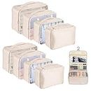 YOLOK 9 Set Packing Cubes Travel Luggage Waterproof Organizers Luggage Organizers with Hanging Toiletry Bag, Multi-Functional Clothing Sorting Packages,Travel Packing