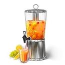 WantJoin Beverage Dispenser With Stand, Drink Dispenser for Party, Stainless Steel Water Jar Dispenser with Ice Container, Spigot, Drink Jar Jug For Home Parties, Clear Acrylic, 2-GALLONS 8-L