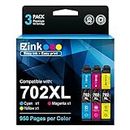 E-Z Ink (TM) Remanufactured Ink Cartridge Replacement for Epson 702XL T702XL 702 T702 to use with Workforce Pro WF-3720 WF-3730 WF-3733 Printer (1 Cyan, 1 Magenta, 1 Yellow, 3 Pack)