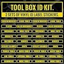 Valiant Collection | Tool Box Label Sticker - Tool Box Sticker for Machine Organizer - Tool Box Vinyl Decal - Waterproof Perfect for Wall, Metal, Windows, Hard Surfaces - (Black & Yellow) - VC-417