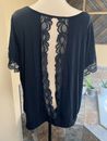 ADORE ME Sexy Open Back BLACK TOP Sz 2X Rayon And Lace Blend NWT