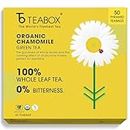 Teabox ORGANIC Chamomile Green Tea for Stress Relief & Good Sleep, Made with 100% Whole Leaf & Natural Chamomile Flowers, 50 Silken Pyramid Tea Bags