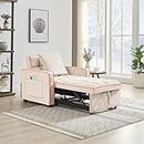 Supfirm Three-in-one Sofa Bed Chair Folding Sofa Bed Adjustable Back into a Sofa Recliner Single Bed Adult Modern Chair Bed Berth Creamy White