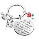 Lywjyb Birdgot Movie Inspired Gift Belle Rose Charm Keychain Fairytale Jewelry Motivational Gift (beauty and beast key)