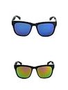 Liyana Collection Kid's Unisex Sunglasses with Free Hard Case for safety (Age 3-9 Years) Combo Pack of 2 (Blue-Rainbow)