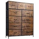 WLIVE Tall Dresser for Bedroom, Fabric Dresser Storage Tower, Dresser & Chest of Drawers Organizer Unit with 11 Drawers, Storage Cabinet, Hallway, Closets, Steel Frame, Wood Top