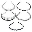 Haobase 5 Pcs Black Metal Headband Hair Hoop Spring Wave Hairband Multi-Style Unisex Headbands Fashion Accessories