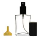 Perfume Colonia Atomizador Botella de Vidrio Vacío Pulverizador Negro 60 ml 2 oz con embudo
