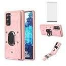 Asuwish Phone Case for Samsung Galaxy S20 5G 6.2 inch Wallet Cover with Tempered Glass Screen Protector and Ring Stand Credit Card Holder Leather Cell Accessories Rubber S 20 20S UW G5 Women Men Pink