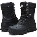 ALEADER Cold Weather Winter Boots for Men Insulated Warm Snow Boots Waterproof Black Canvas/02 11 US
