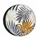 Palm Leaves Spare Tire Cover Sketch of Nature Tropical Palm Tree Leaves Wheel Covers for RV Tires Camper Tire Case Protectors for Trailer Rv SUV Truck Travel Trailer 15 in