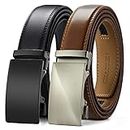 Ratchet Belts for Men 2 Pack - Men Belt Leather 1 3/8" in Gift Set Box