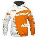 TULDYS Motorcycle Fan Hoodie Warm Windproof Outdoor Sports Pullover for Autumn and Winter K-t.M Printed,L-Orange